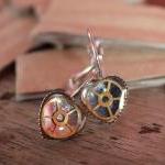 Heart-shaped earrings from vintage watch parts